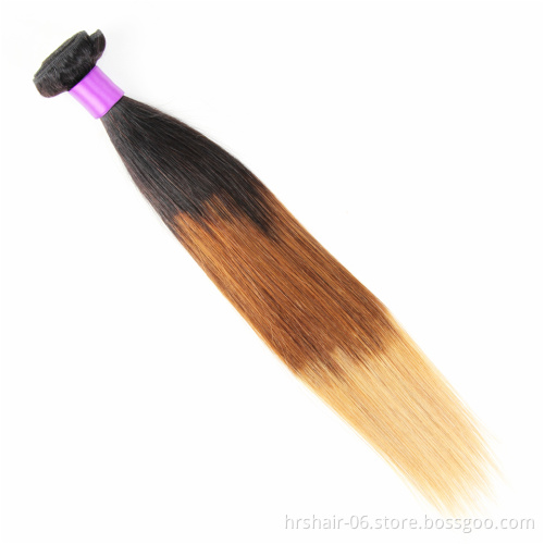 Remy human hair Brazilian virgin ombre color 1b/4/27 straight human hair bundles unprocessed remy hair